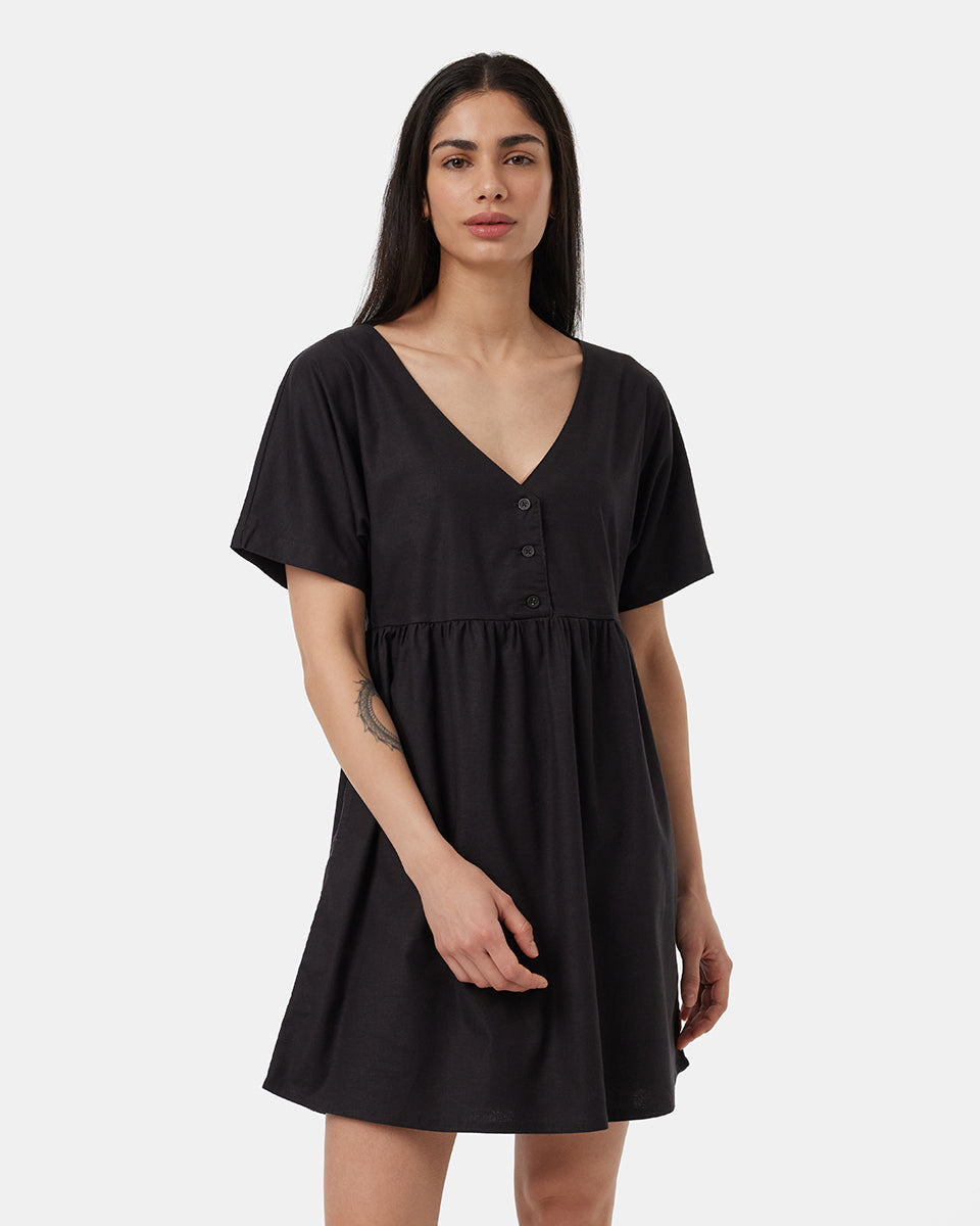 Hemp Button Front Swing Dress