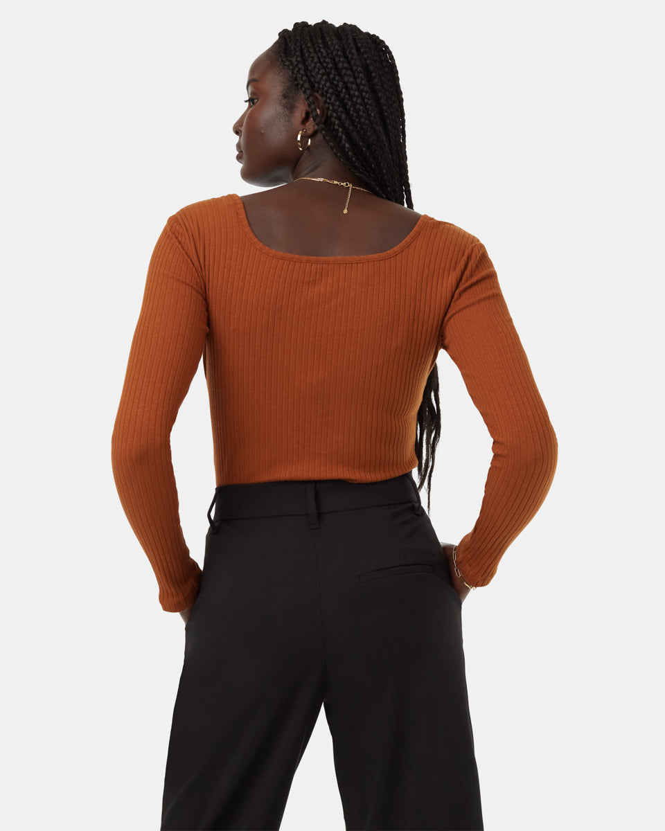Rib Box Neck Longsleeve