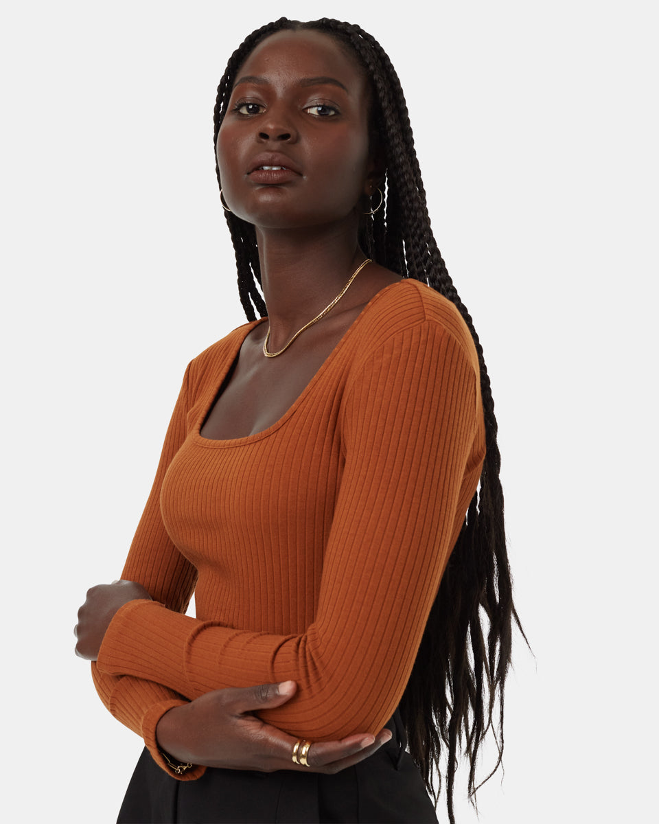 Rib Box Neck Longsleeve