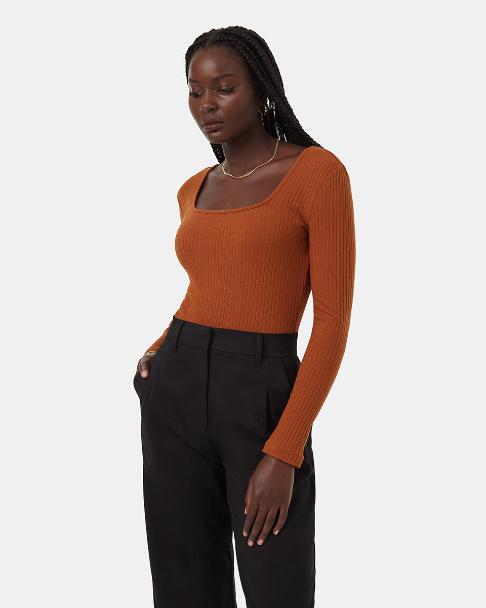 Rib Box Neck Longsleeve