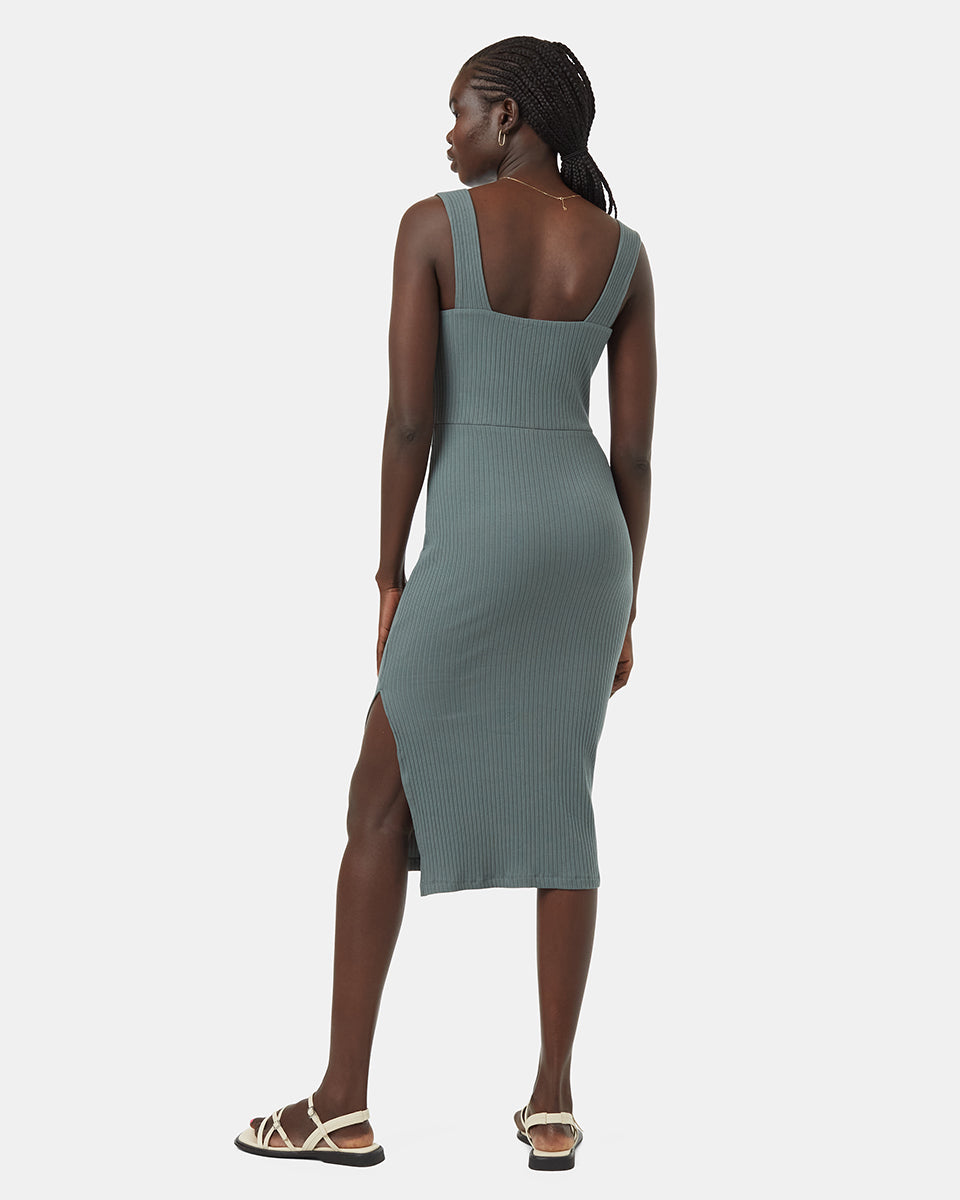 Rib Square Neck Dress