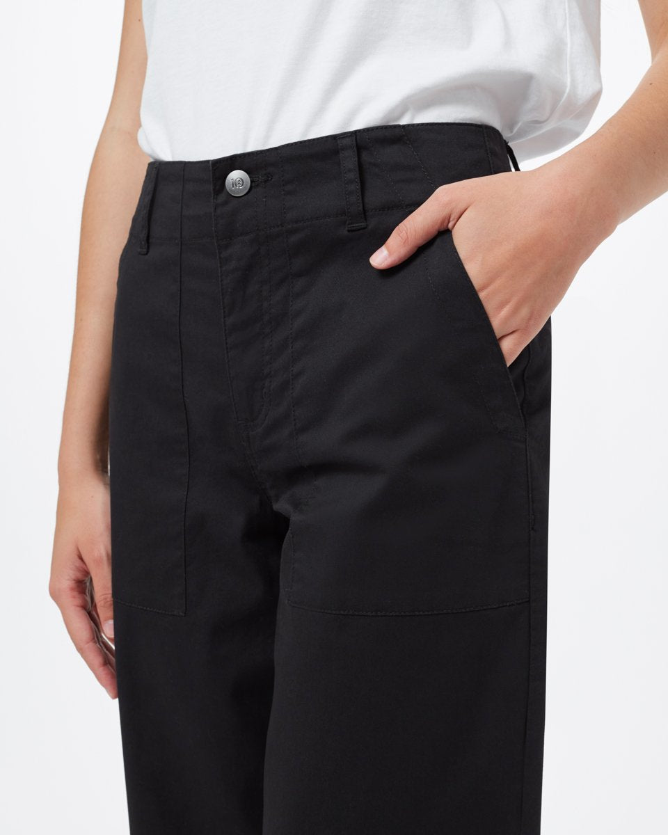 Twill Cropped Wide Leg Pant